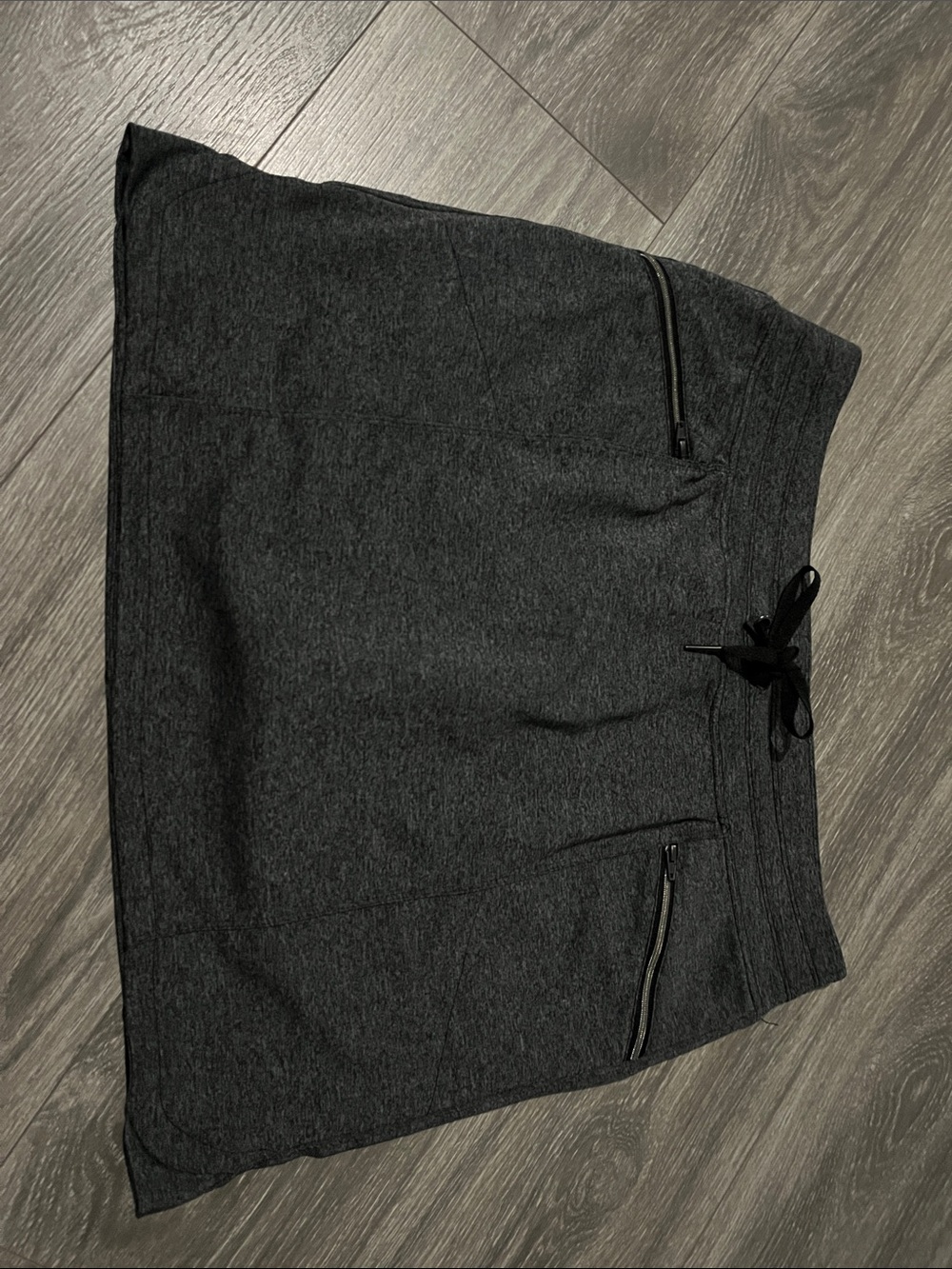 Classic Dark Gray Drawstring Casual Skirt